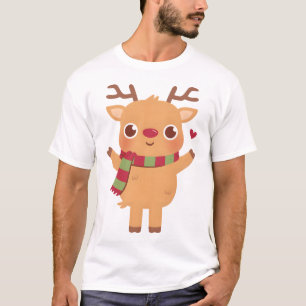 Camiseta Reinador Vermelho Bonito de Nariz Vermelho com Fei