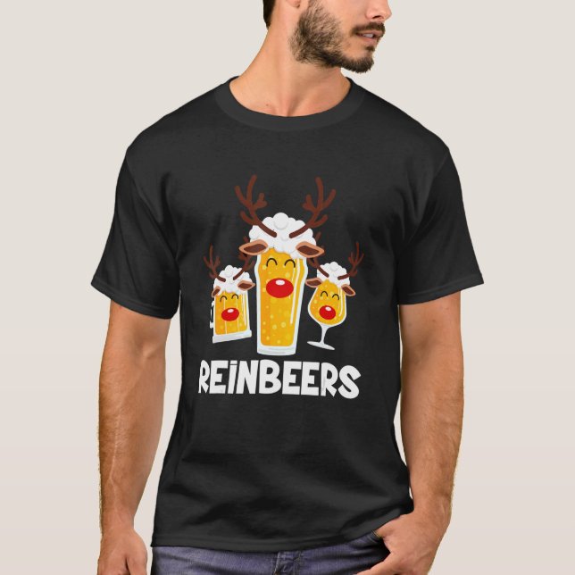Camiseta Reinbeers Xmas Pajama Reindeer Beer Christmas Dri (Frente)