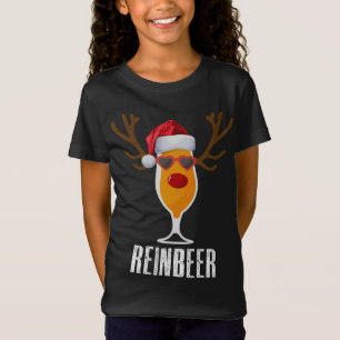 Camiseta Reinber Papai noel Hat Reindeer Beer Glass Natal