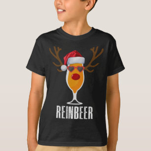 Camiseta Reinber Papai noel Hat Reindeer Beer Glass Natal