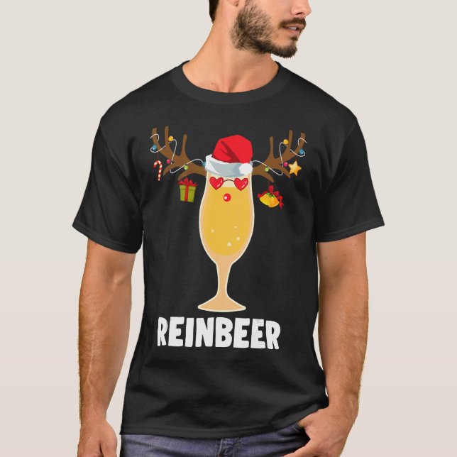 Camiseta Reinber Papais noeis de Natal Luzes Reindeer Beer (Frente)