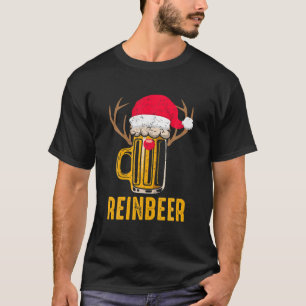 Camiseta Reincerveja Santa Claus Reindeer Bebendo Cerveja E