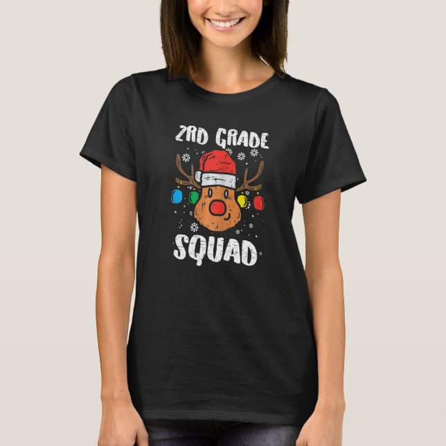 Camiseta Reindeer 2nd Grade Teacher Squad Christmas Day Of  (Frente)