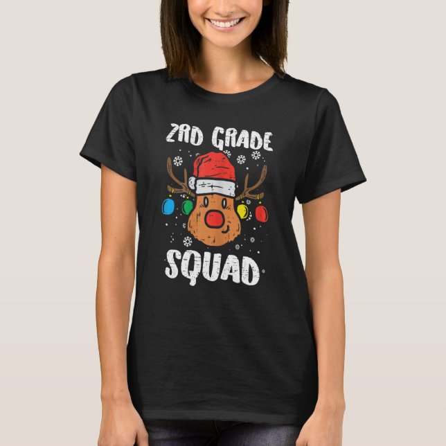 Camiseta Reindeer 2nd Grade Teacher Squad Christmas Day Of  (Frente)