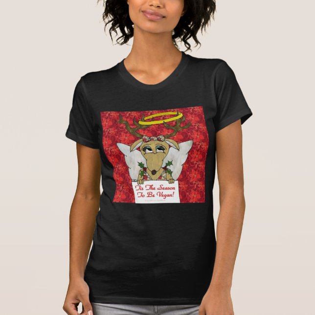 Camiseta Reindeer Angel Tis A Época de Ser Vegan (Frente)
