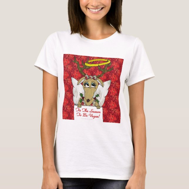 Camiseta Reindeer Angel Tis A Época de Ser Vegan (Frente)