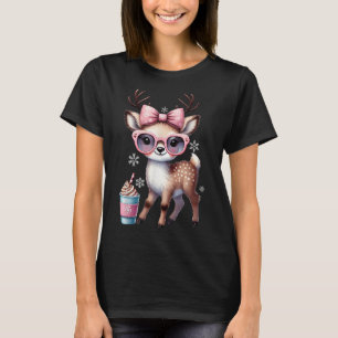 Camiseta Reindeer Bebendo Chocolate Quente Bougie Women Gir