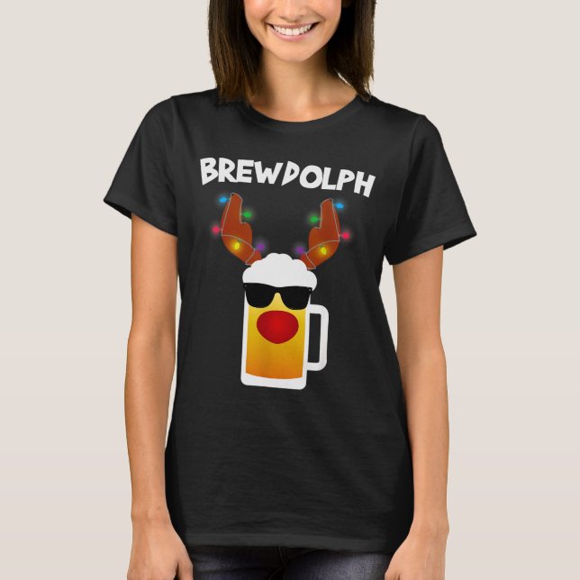 Camiseta Reindeer Beer Rudolph Brewdolph Funny Christmas  (Frente)