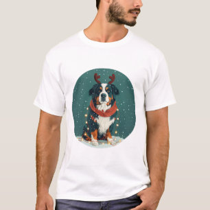 Camiseta Reindeer Bernese Mountain Dog de Natal