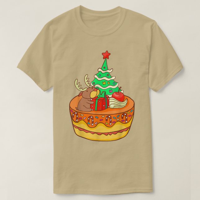 Camiseta Reindeer Cake Christmas Tree XMAS Bakery Baking Ba (Frente do Design)