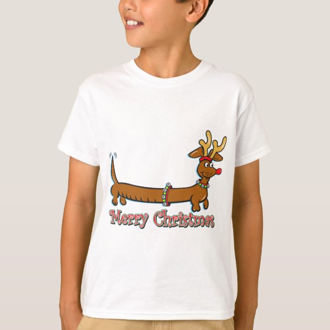 Camiseta Reindeer Christmas Doxie (Frente)