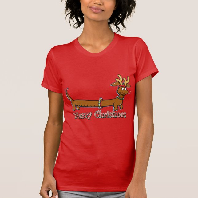 Camiseta Reindeer Christmas Doxie (Frente)