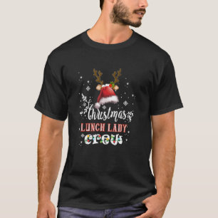 Camiseta Reindeer Christmas Lunchs Lady Crew Santa Hat Wome