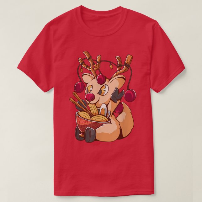 Camiseta Reindeer Christmas Ramen Kawaii Animes Men Women K (Frente do Design)