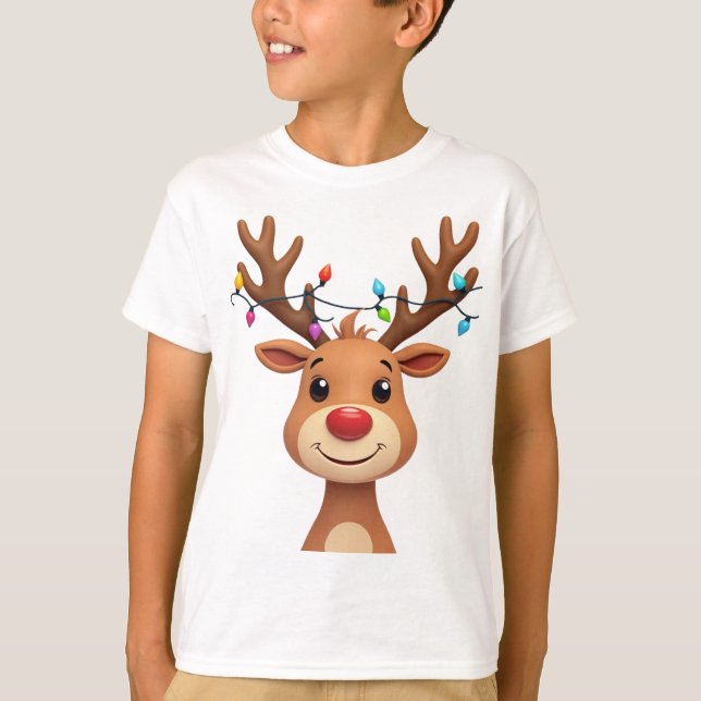 Camiseta Reindeer com Luzes de Natal (Frente)