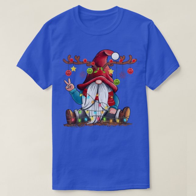 Camiseta Reindeer Cute Gnomo Christmas Light Tree Gnoma Pea (Frente do Design)