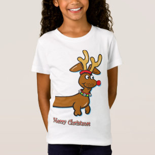 Camiseta Reindeer Dachshund Felry Natal