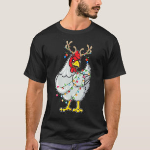 Camiseta Reindeer de Frango Natal Antlers Lights Pajama