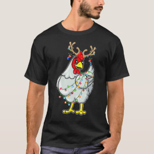 Camiseta Reindeer de Frango Natal Antlers Lights Pajama
