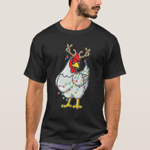 Camiseta Reindeer de Frango Natal Antlers Lights Pajama