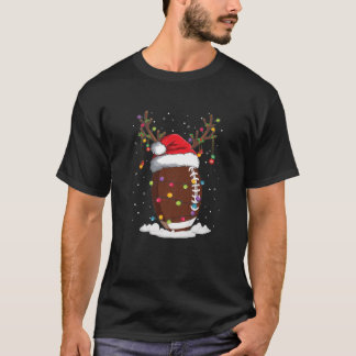Camiseta Reindeer de Futebol de Natal Engraçado Santa Hat X