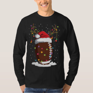 Camiseta Reindeer de Futebol de Natal Engraçado Santa Hat X