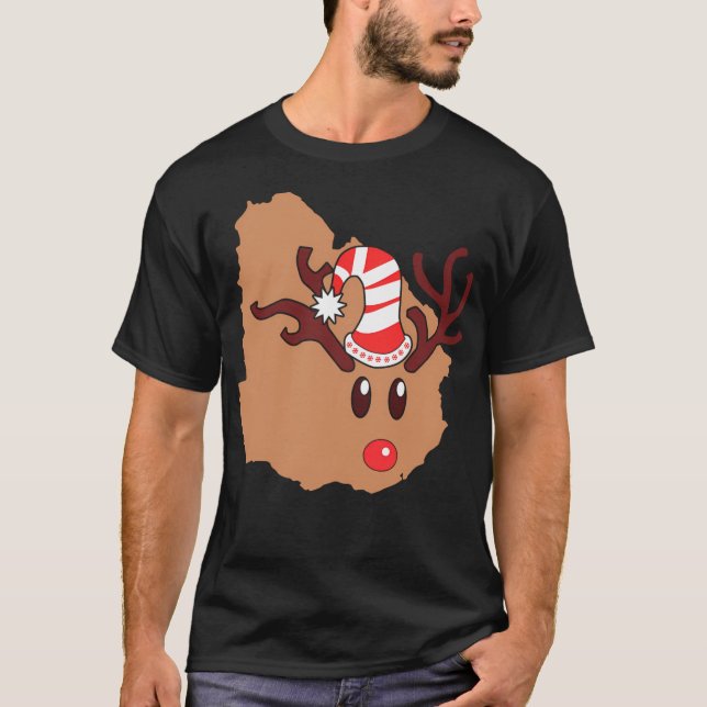 Camiseta Reindeer de Natal Antlers Uruguai ReindeHead A (Frente)