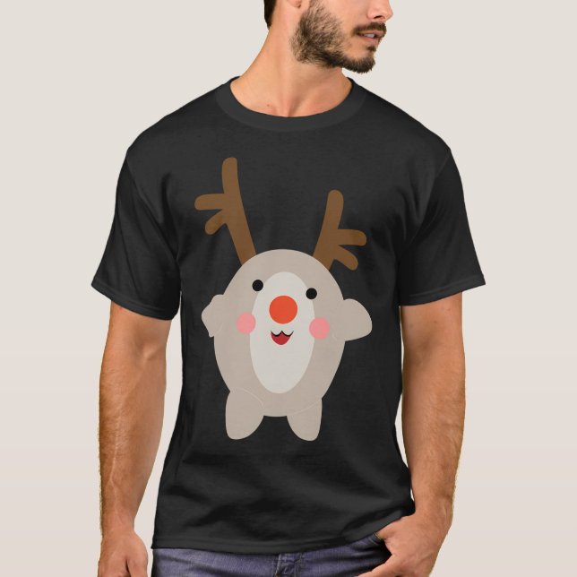 Camiseta Reindeer de Natal Kawaii (Frente)