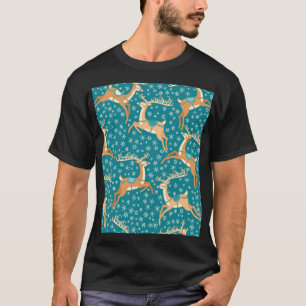 Camiseta Reindeer De Natal: Padrão Vintage Invisível.