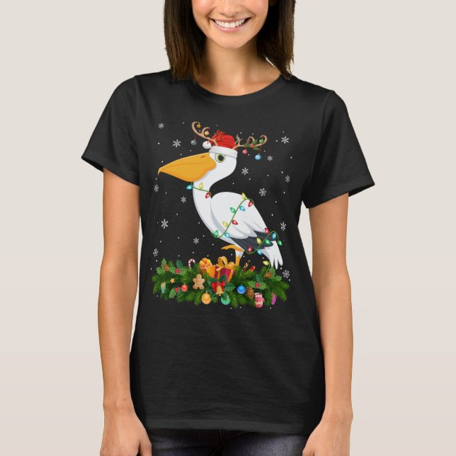 Camiseta Reindeer de Natal Papais noeis Pelican Bird Chris (Frente)