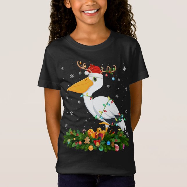 Camiseta Reindeer de Natal Papais noeis Pelican Bird Chris (Frente)