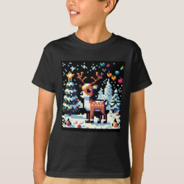 Camiseta Reindeer de Natal Winter Wonderland Pixel Art