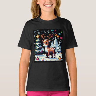 Camiseta Reindeer de Natal Winter Wonderland Pixel Art