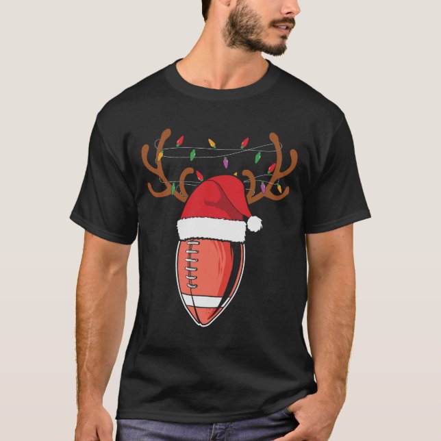 Camiseta Reindeer de Santa Hat, Futebol de Natal (Frente)