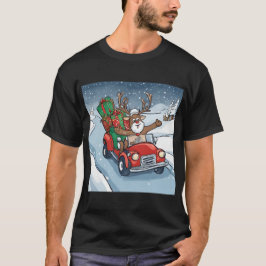 Camiseta Reindeer Dirigindo Para Casa No Natal