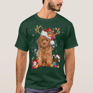 Camiseta Reindeer Dog Natal Luz Santa Hat Xmas