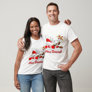 Camiseta Reindeer e Snowman Natal