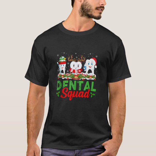 Camiseta Reindeer Elf Santa Hat Teeth Dental Squad Dentist  (Frente)