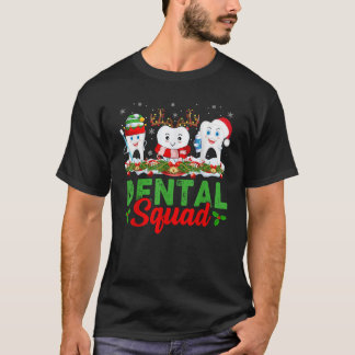 Camiseta Reindeer Elf Santa Hat Teeth Dental Squad Dentist
