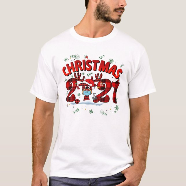 Camiseta Reindeer Em Mask S Funny Feliz Natal 2021 (Frente)