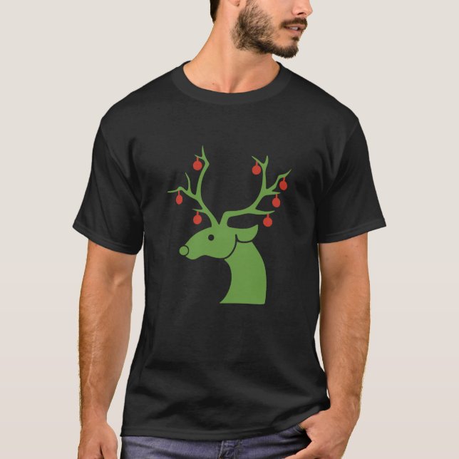 Camiseta Reindeer Enfeites de natal (Frente)