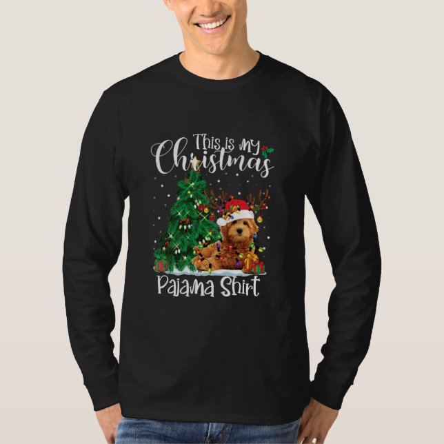 Camiseta Reindeer Engraçado Cachorro Pajama Natal Goldendoo (Frente)