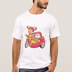 Camiseta Reindeer Engraçado com Papais noeis em Sidecar