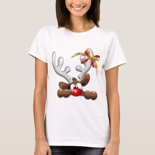 Camiseta Reindeer Enzergou Caráter de Natal Engraçado (Frente)