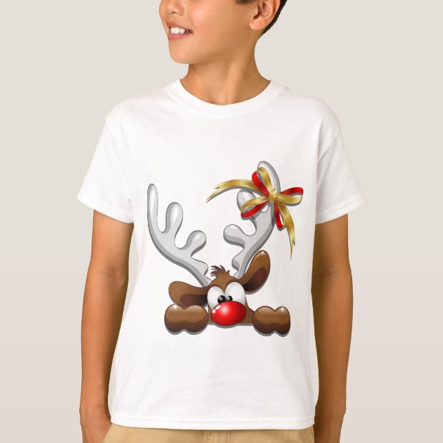 Camiseta Reindeer Enzergou Caráter de Natal Engraçado (Frente)