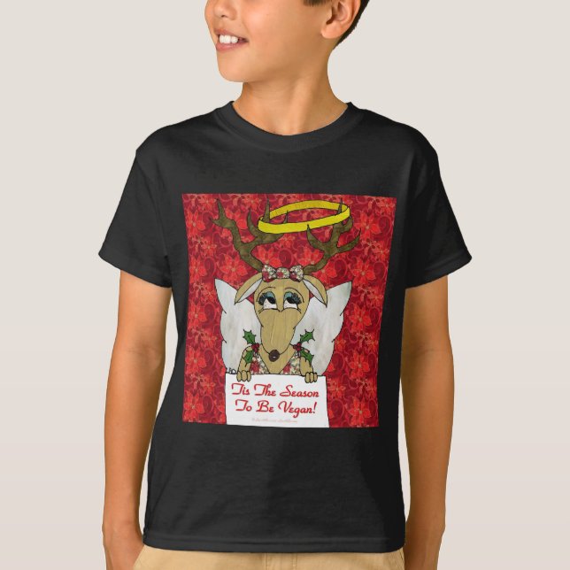 Camiseta Reindeer Esta É A Época de Ser Vegan Oferece Roupa (Frente)