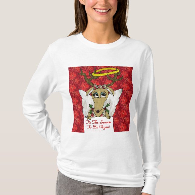 Camiseta Reindeer Esta É A Época de Ser Vegan Oferece Roupa (Frente)