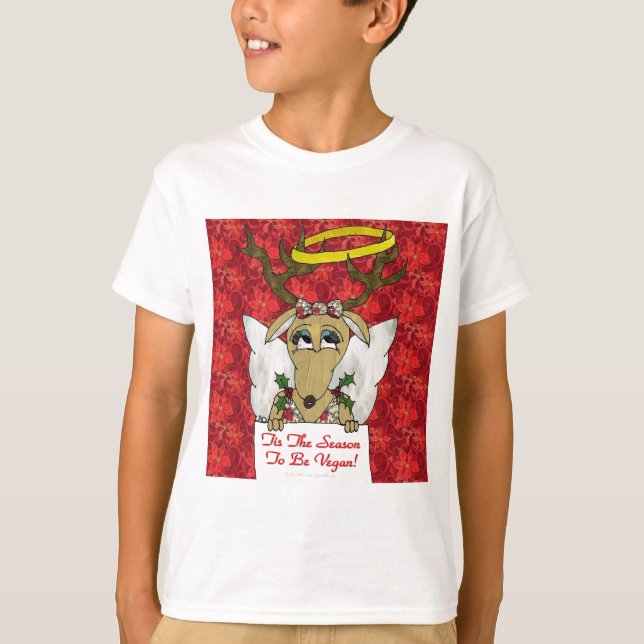 Camiseta Reindeer Esta É A Época de Ser Vegan Oferece Roupa (Frente)