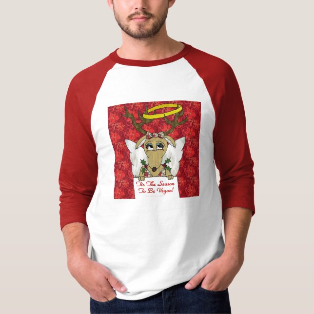 Camiseta Reindeer Esta É A Época de Ser Vegan Oferece Roupa (Frente)