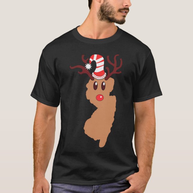 Camiseta Reindeer Face New Jersey Reindeer Head Antlers (Frente)